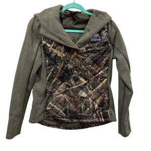Banded Womens Primaloft Silver Camo Pullover Hoodie Olive Green Quilted Jacket M